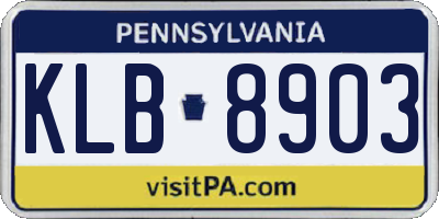 PA license plate KLB8903