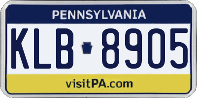 PA license plate KLB8905
