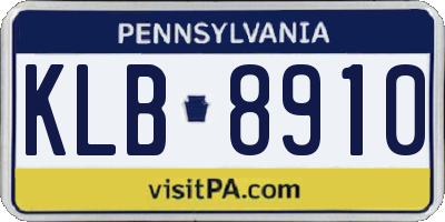 PA license plate KLB8910