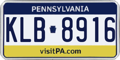 PA license plate KLB8916
