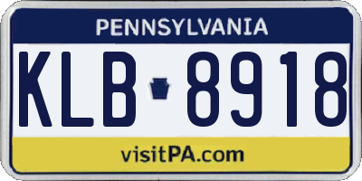 PA license plate KLB8918