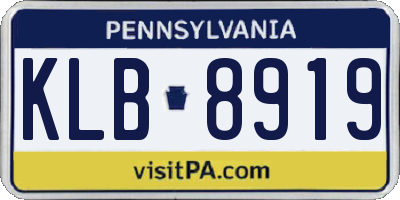 PA license plate KLB8919