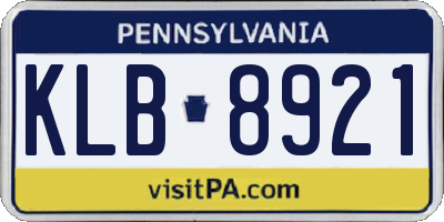 PA license plate KLB8921