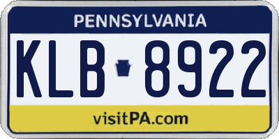 PA license plate KLB8922