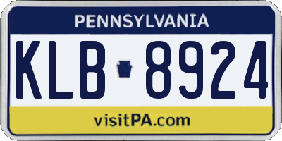 PA license plate KLB8924