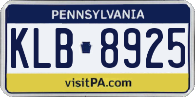 PA license plate KLB8925