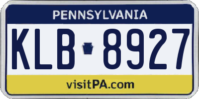 PA license plate KLB8927