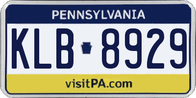 PA license plate KLB8929