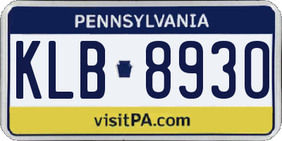 PA license plate KLB8930
