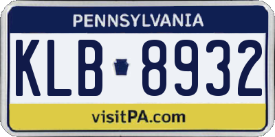 PA license plate KLB8932