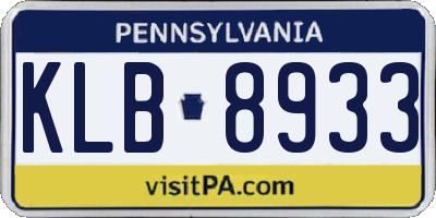 PA license plate KLB8933