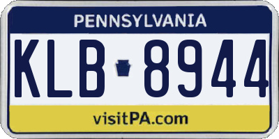 PA license plate KLB8944