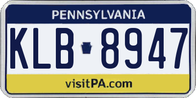 PA license plate KLB8947