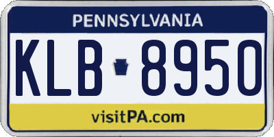 PA license plate KLB8950