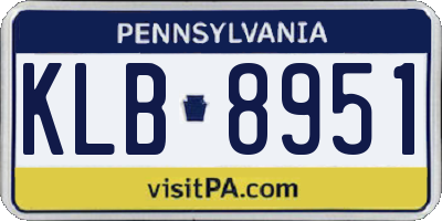 PA license plate KLB8951