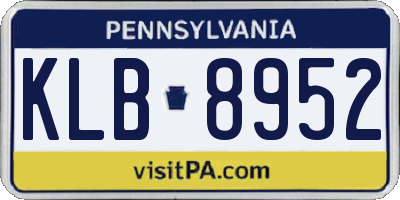 PA license plate KLB8952