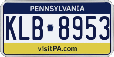 PA license plate KLB8953