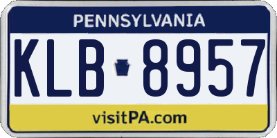 PA license plate KLB8957