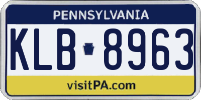 PA license plate KLB8963