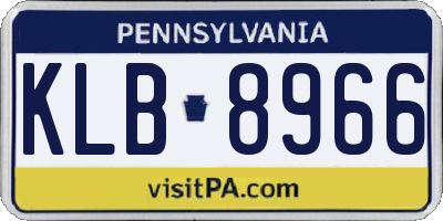 PA license plate KLB8966