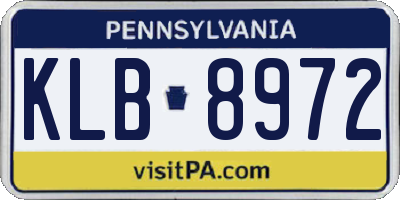 PA license plate KLB8972