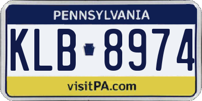 PA license plate KLB8974