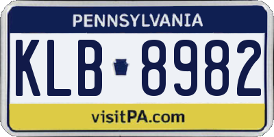 PA license plate KLB8982