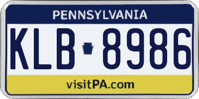 PA license plate KLB8986