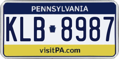 PA license plate KLB8987