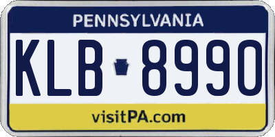 PA license plate KLB8990