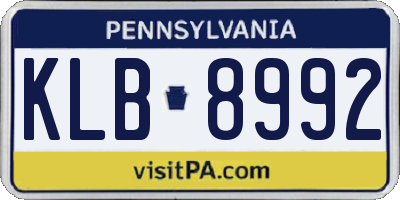 PA license plate KLB8992