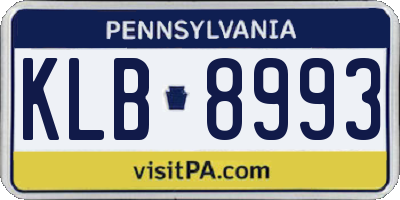 PA license plate KLB8993