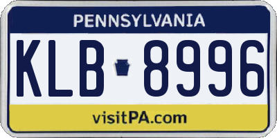 PA license plate KLB8996