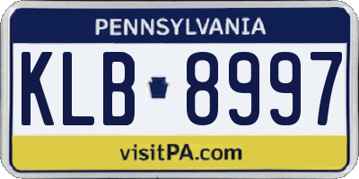 PA license plate KLB8997