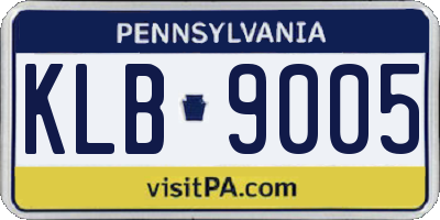 PA license plate KLB9005