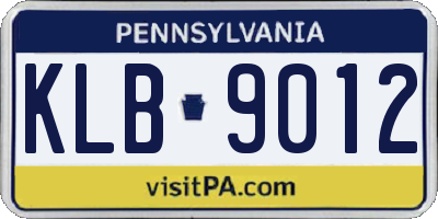 PA license plate KLB9012
