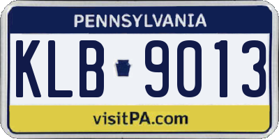 PA license plate KLB9013