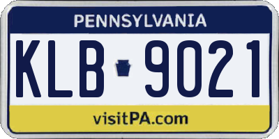 PA license plate KLB9021