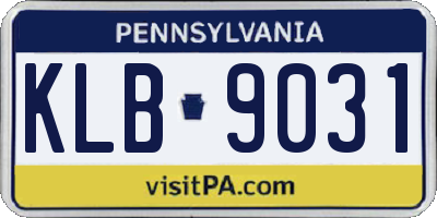 PA license plate KLB9031