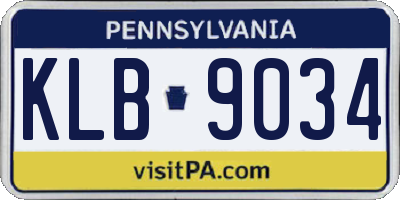 PA license plate KLB9034