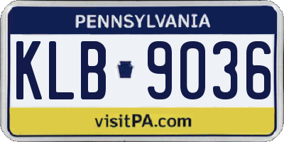 PA license plate KLB9036