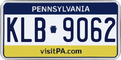 PA license plate KLB9062
