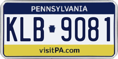 PA license plate KLB9081