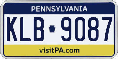 PA license plate KLB9087