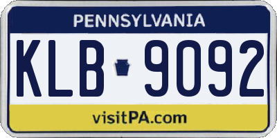 PA license plate KLB9092