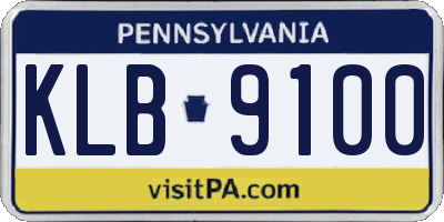 PA license plate KLB9100