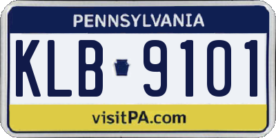 PA license plate KLB9101