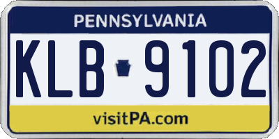 PA license plate KLB9102