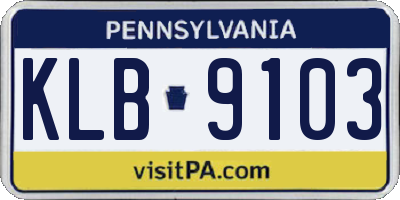 PA license plate KLB9103