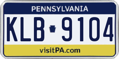 PA license plate KLB9104
